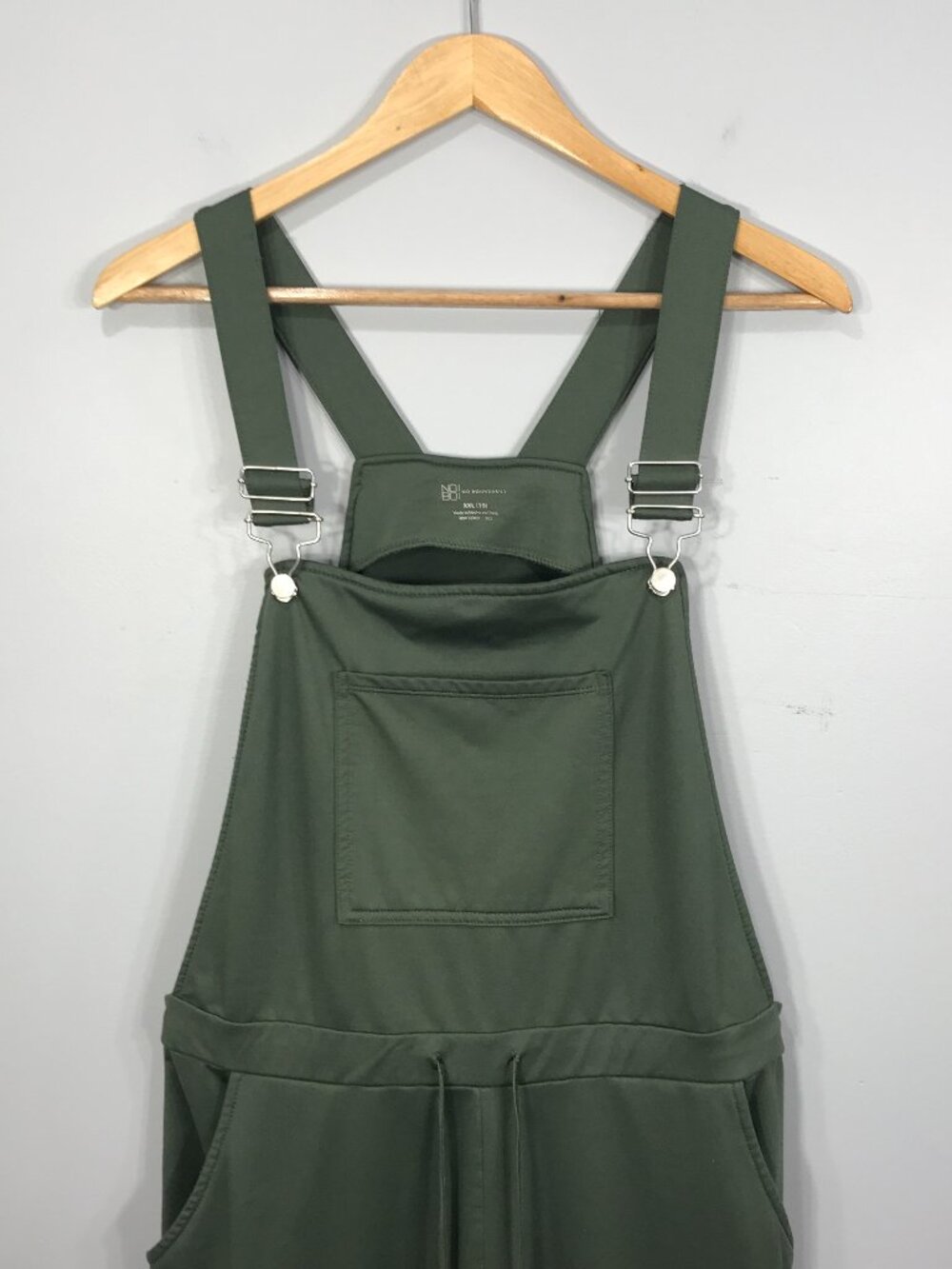 No Boundaries Overalls Women's 2XL (19) Green Cargo Pants Stretch Tapered Pocket
